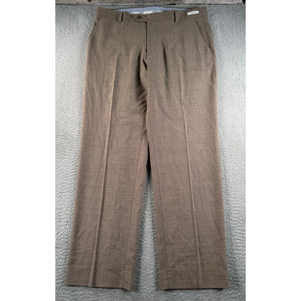 Jos A Bank Dress Pants Mens 36x30 Tan Brown Tailored Fit Wool Blend NWT